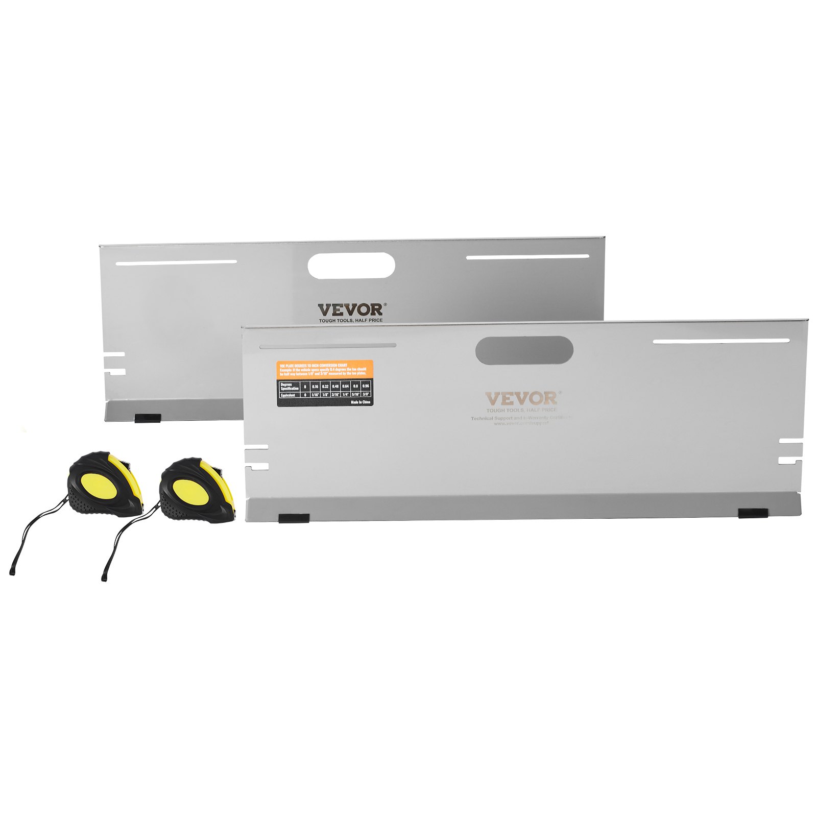 V952-CLDWJJBXG4BD6BCILV0-202508012230-00 VEVOR Wheel Alignment Tool, 2-Pack Alignment Tool Toe Plates, Stainless Steel Toe Angle Measurement Tool Plate, 4 Alignment Rods and Magnetic Slots, Includes Measuring Tapes & Conversion Chart - Image 1