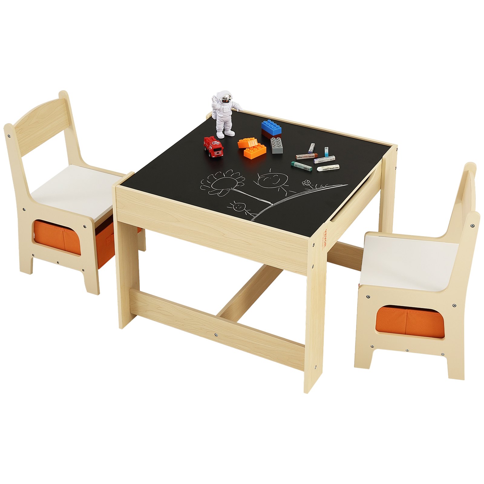 V952-DCWETZYYZEYBIAWBVV0-202507141220-00 VEVOR Kids Table and Chair Set Wooden Activity Table with Storage Space & Boxes - Image 1