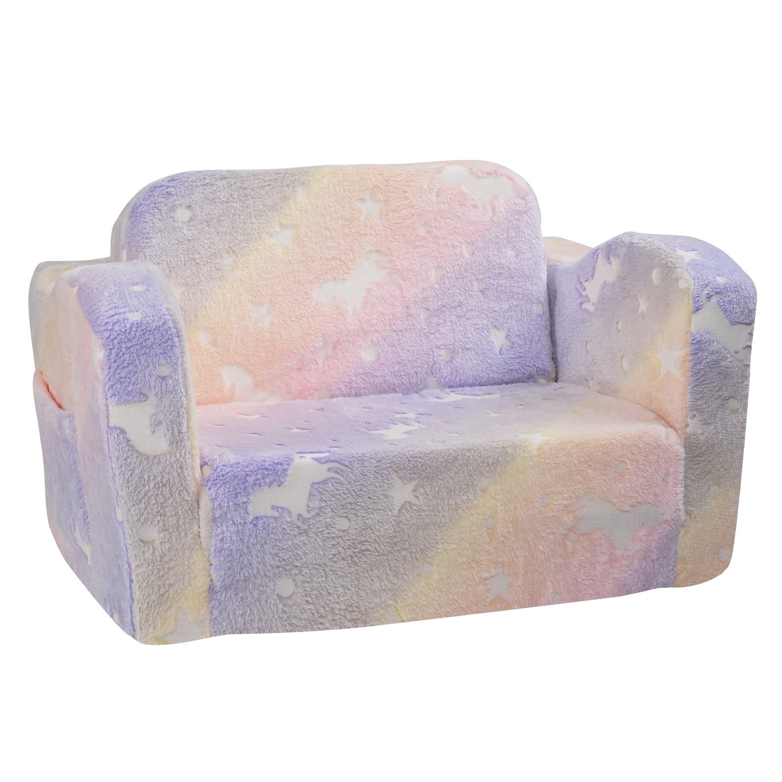 V952-ETSF6354652I4U5Y8V0-202507141441-00 VEVOR Foldable Baby Chair 2-in-1 Baby Lounger Couch Glow in Dark Kids Sofa - Image 1