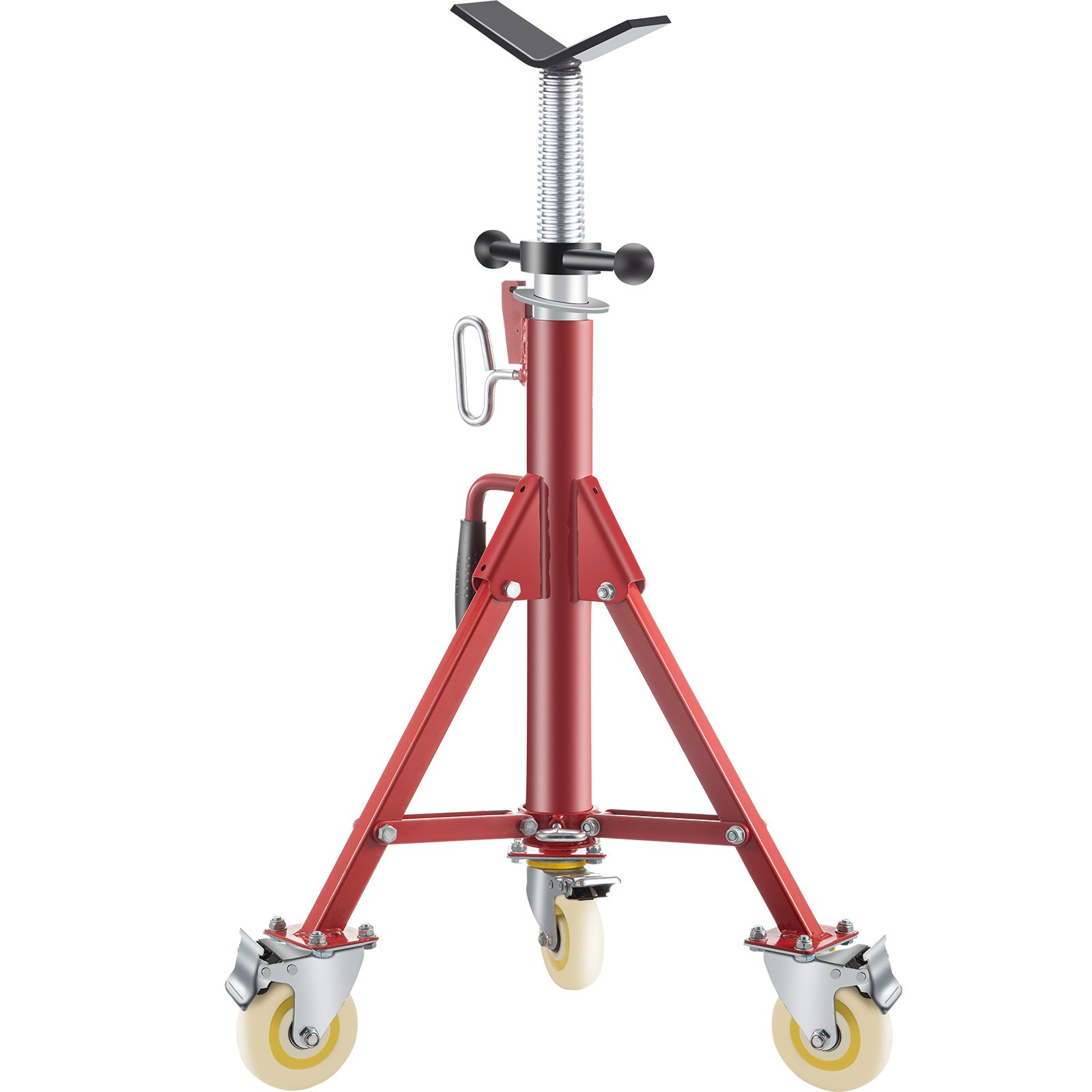 V952-GJGJXDL1107AV65OSV0-202508011748-00 VEVOR Pipe Stand, Pipe Jack Stands with Casters Adjustable Height 28-52 Inch, V Head Pipe Stand 882 LB, Folding Portable Pipe Stands 1/8 to 12 Inch Pipe Supporting, Steel Jack Stand - Image 1