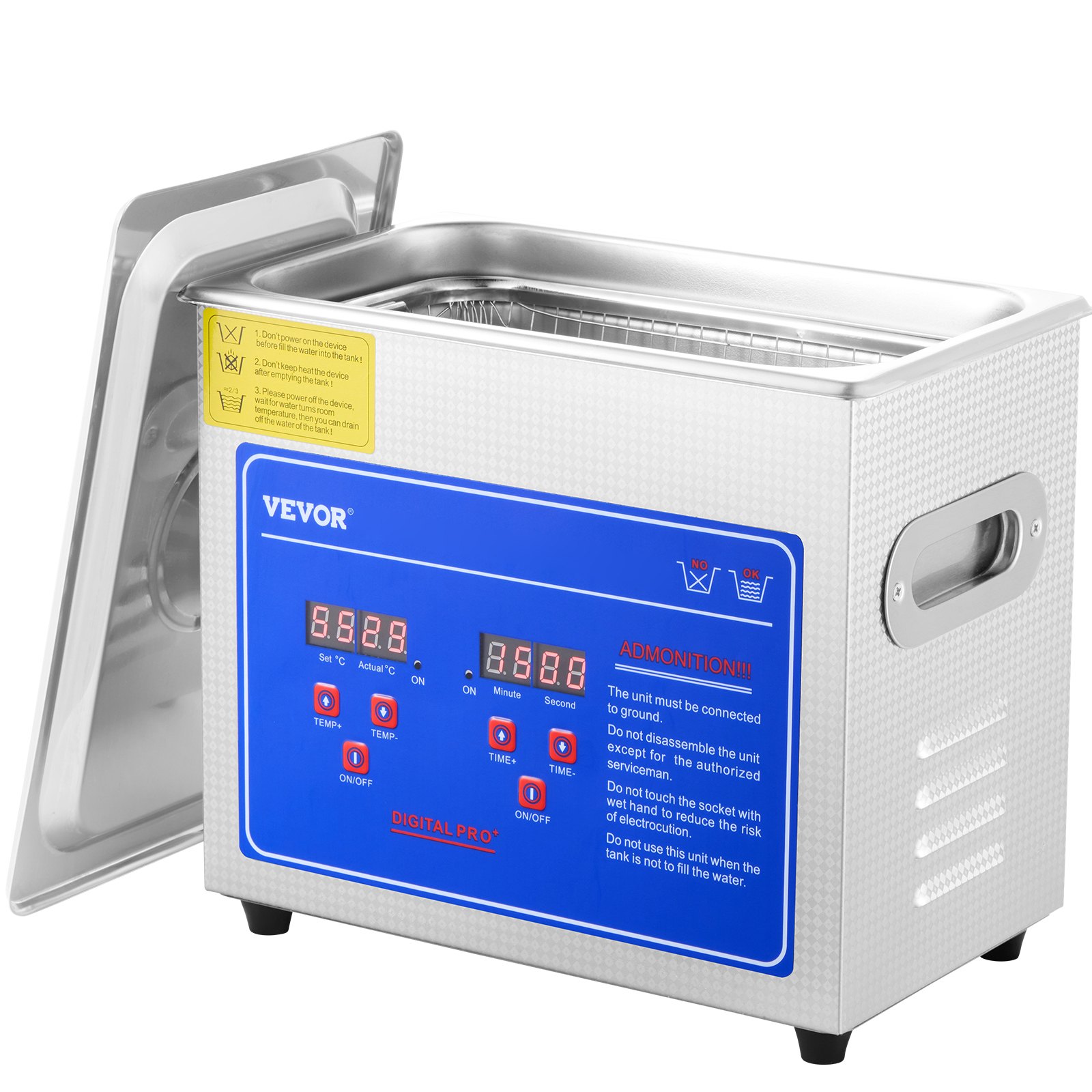 V952-JPS-20ACSBQXJ0001V3-202507141347-00 VEVOR Ultrasonic Cleaner Machine 3L Stainless Steel Ultrasonic Cleaning Machine Digital Heater Timer Jewelry Cleaning for Commercial Personal Home Use (3L) - Image 1