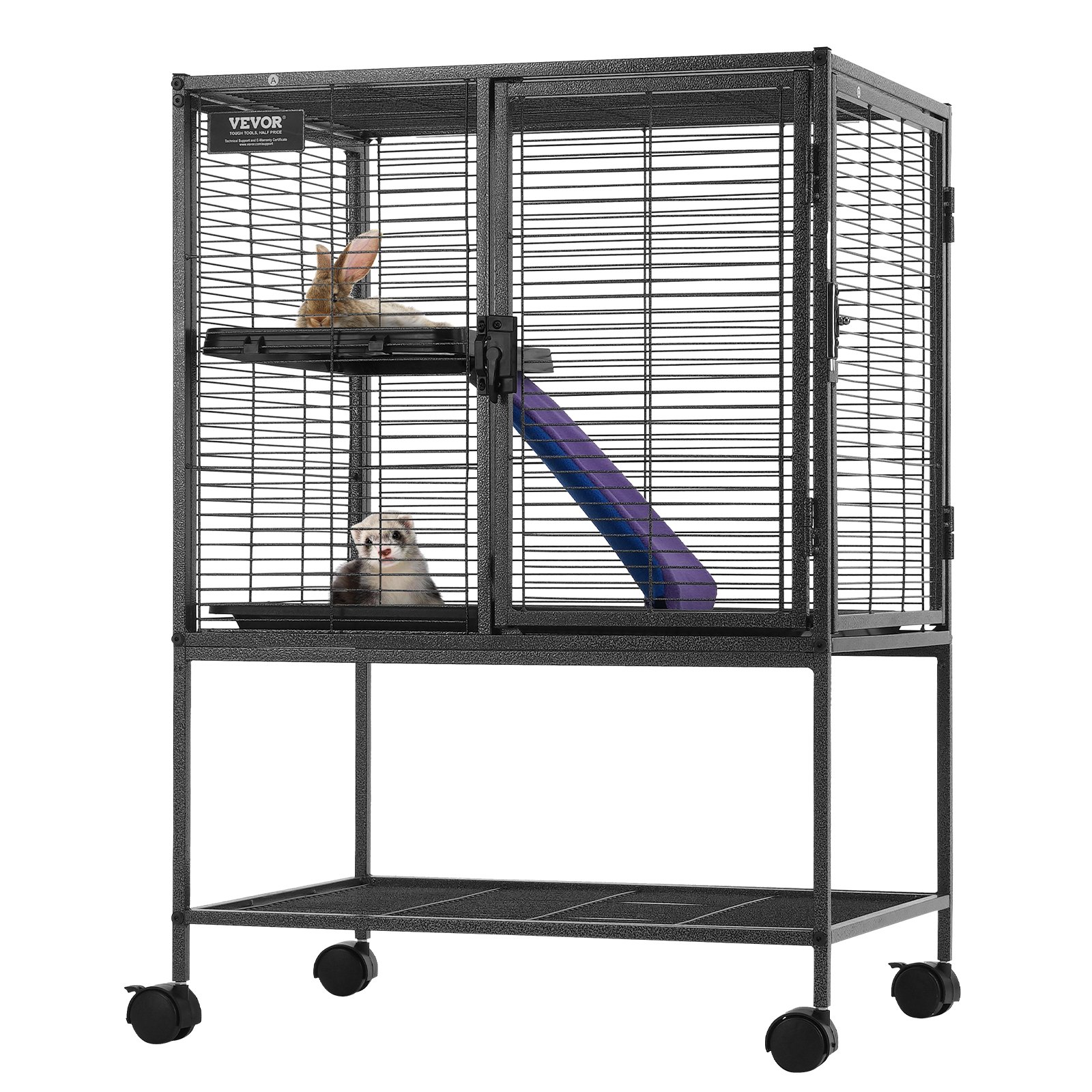 V952-JSXDLJS24173EGCSNV0-202508011825-00 VEVOR 34" Metal Small Animal Cage 2-Tier Rolling Ferret Cage with Tray A Ramp - Image 1