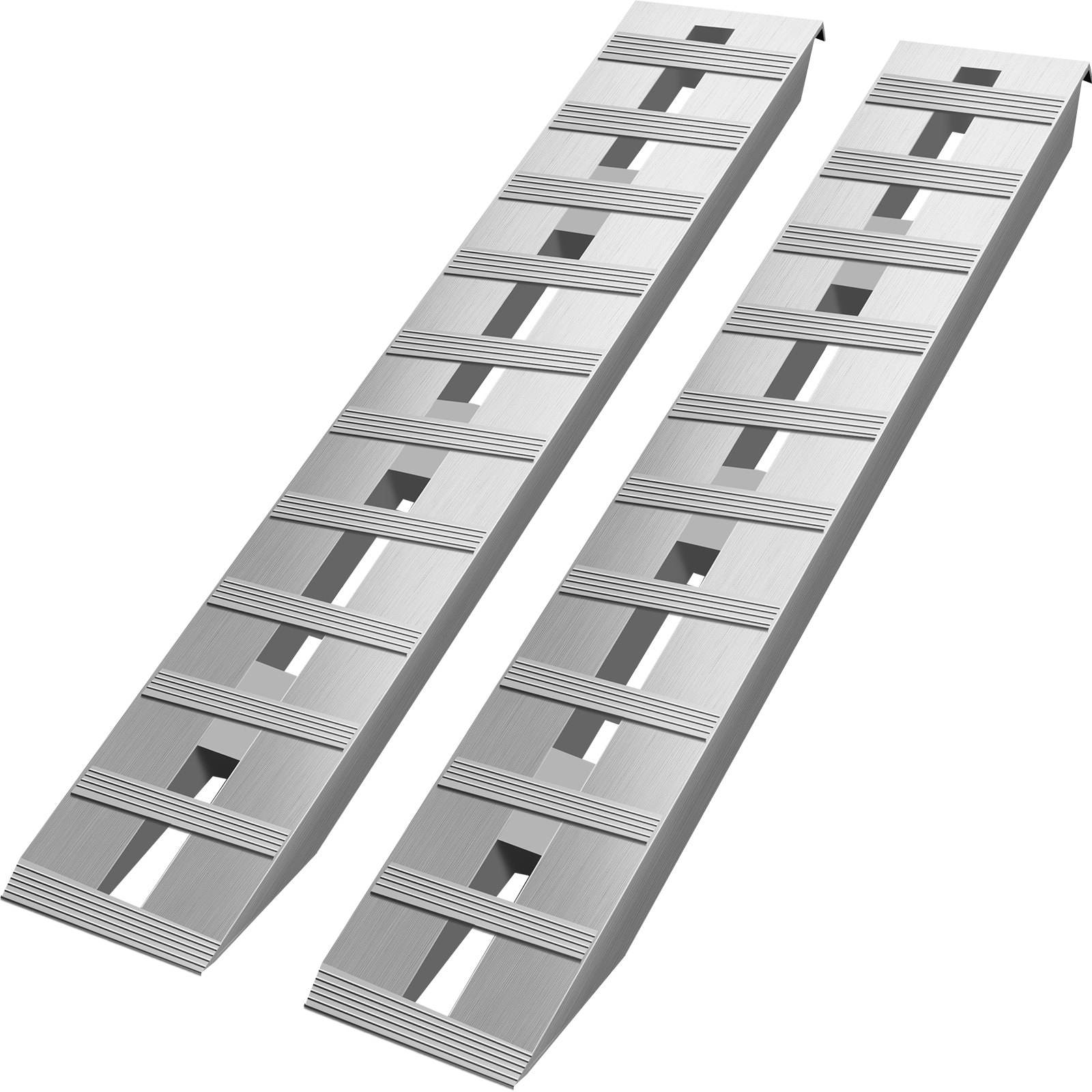 V952-LHJPD60X12IN2ZZ01V0-202508011220-00 VEVOR 60' X 12' X 2.5'Aluminum Trailer Ramps 6000LBS Total Beavertail Hook End 1 Pair 2 Ramps - Image 1
