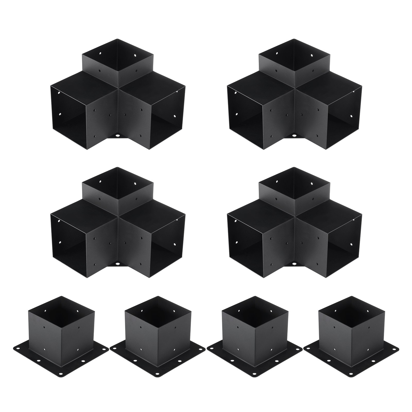 V952-LPJJTZST8PCS31NS1V0-202507141736-00 VEVOR Pergola Bracket Kit 152.4 x 152.4 mm, 8pcs 3-Way Heavy Duty Corner Bracket Woodworks DIY Post Base, Easy Installation Wooden Beams for Gazebos, Patio Pergolas, Log Cabin Outdoor Pergola Hardware - Image 1