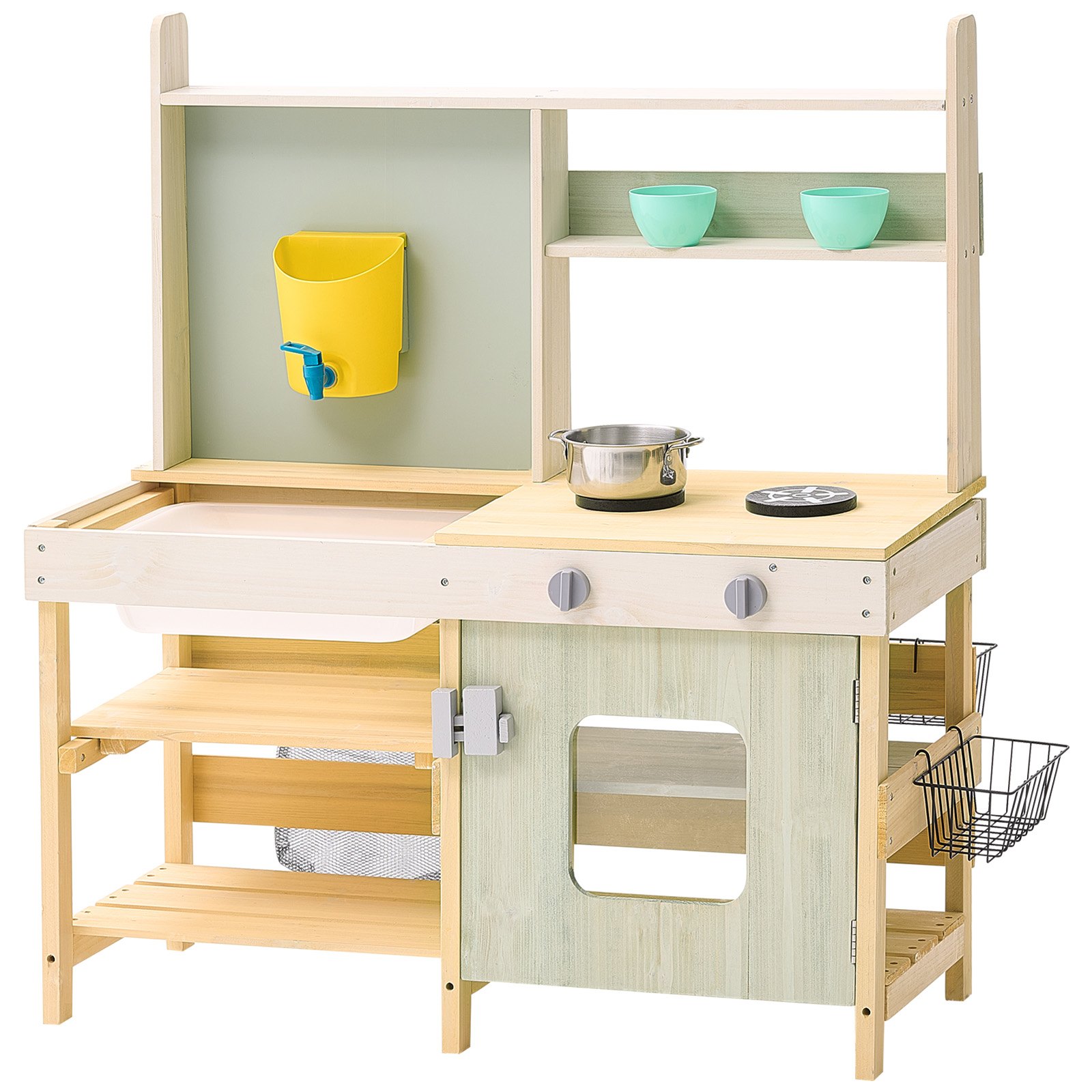 V952-NJCFJDK35INC4D3XEV0-202508011740-00 VEVOR Wooden Mud Kitchen Outdoor Toy Play Kitchen Set for Kids Pretend Playset - Image 1