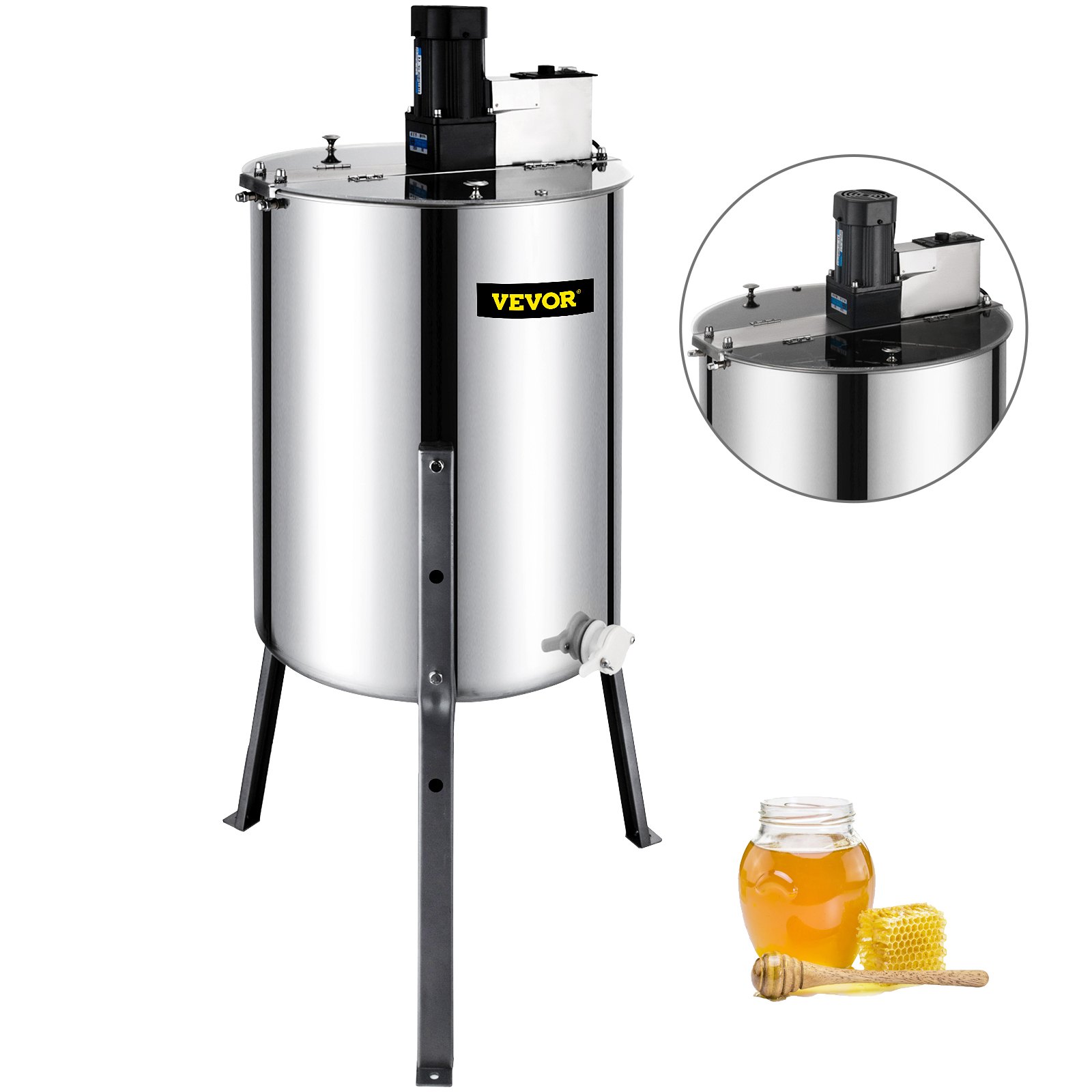 V952-S-4XXDDYMJ0000001V3-202508011522-00 VEVOR 4 Frame Electric Honey Extractor Beekeeping 120 W Motor 2 Clear Lids - Image 1