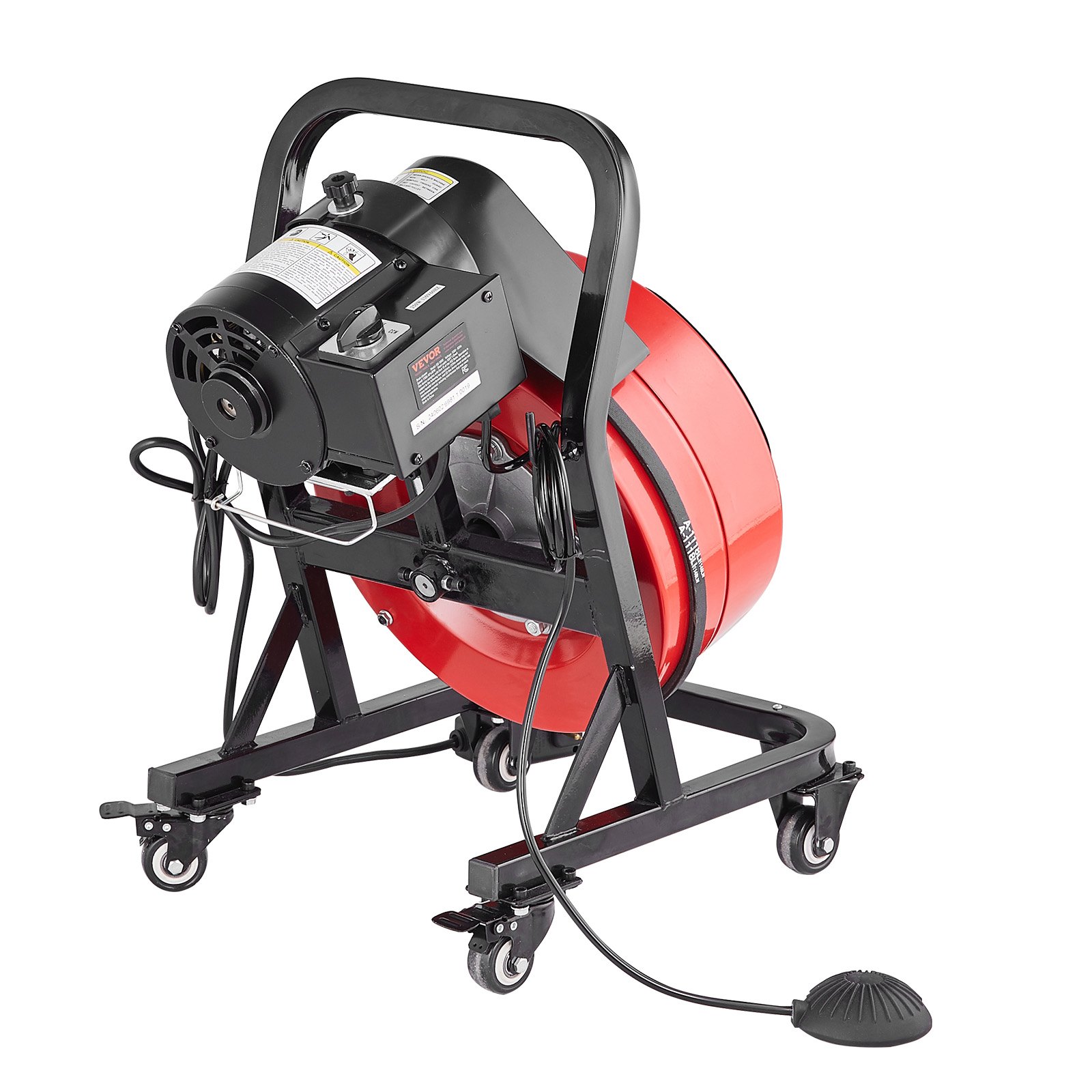 V952-SDJJKLSGDSTJWGUIYV3-202507141720-00 VEVOR Drain Cleaner Machine 50FT x 1/2 Inch Manual Feed Snake Auger with Wheels - Image 1