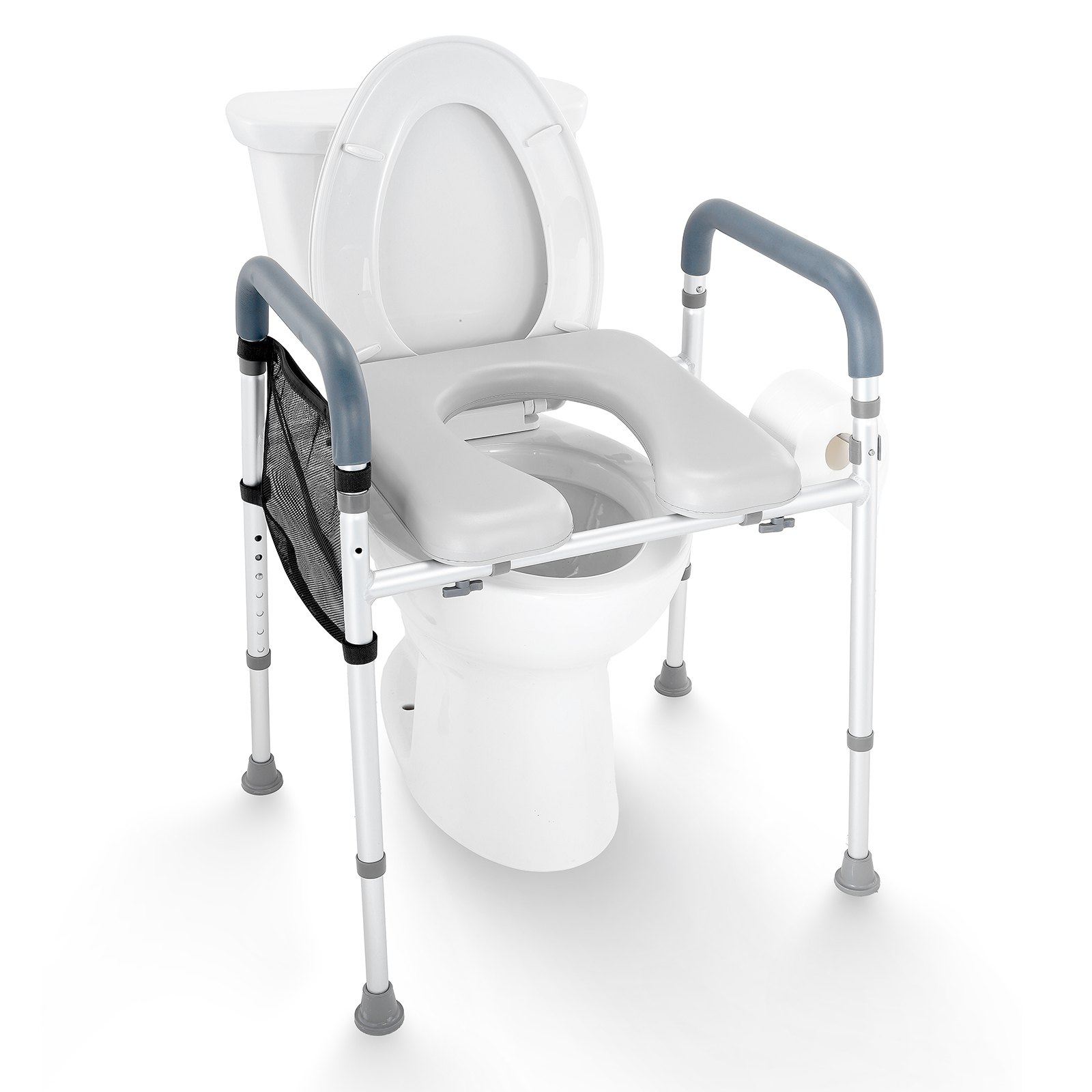 V952-SJLDSJGMTZDLV1SLQV0-202508011941-00 VEVOR Raised Toilet Seat, 7-Position Height Adjustment 655-805 Mm, 158.7 kg Weight Capacity, with Comfort Padded Aluminum Frame, Universal Toilet Seat Riser, for Elderly, Handicap, Pregnant, Medical - Image 1