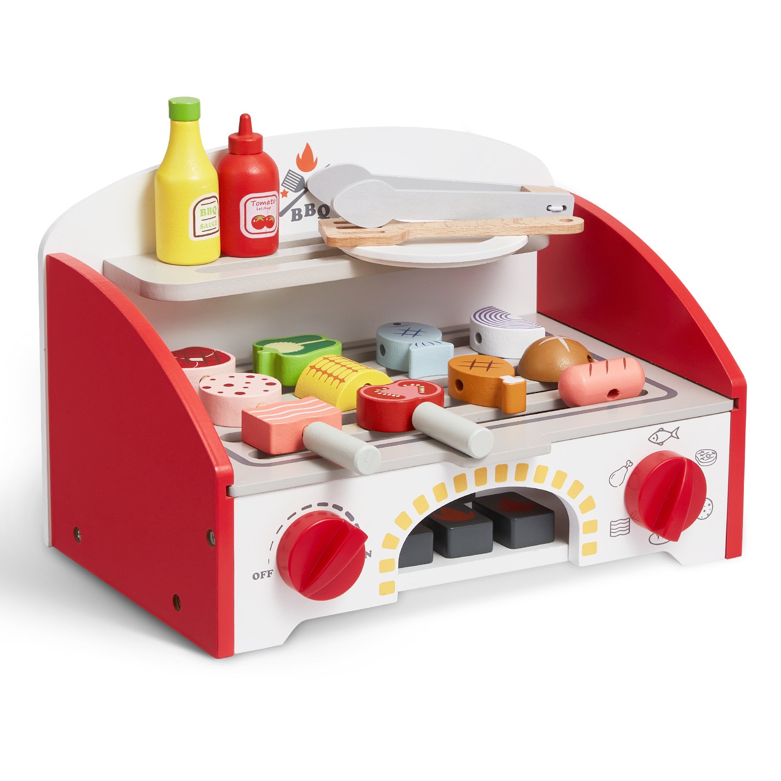 V952-SKLWJZHMCTMS7K6GIV0-202508012311-00 VEVOR 26 PCS Kids BBQ Grill Playset Wooden Cooking Grill Toy Set Pretend Sound - Image 1