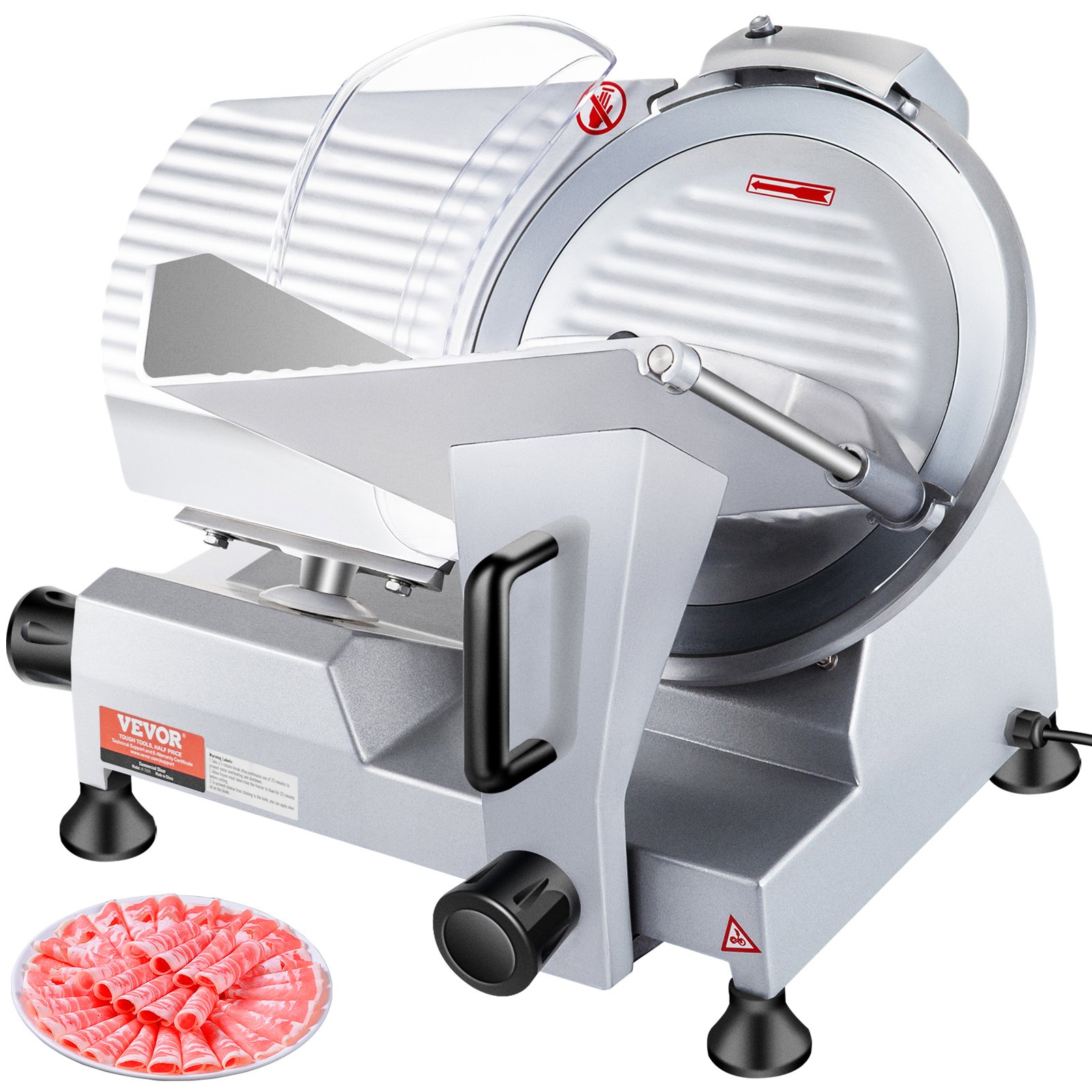 V952-SYDRQPJ240W1ZUOPAV3-202507141331-00 VEVOR Commercial Meat Slicer, 240W Electric Deli Food Slicer, 10 inch Carbon Steel Blade Electric Food Slicer, 350-400RPM Meat Slicer, 0 - 0.47 inch Adjustable Thickness for Commercial and Home Use - Image 1