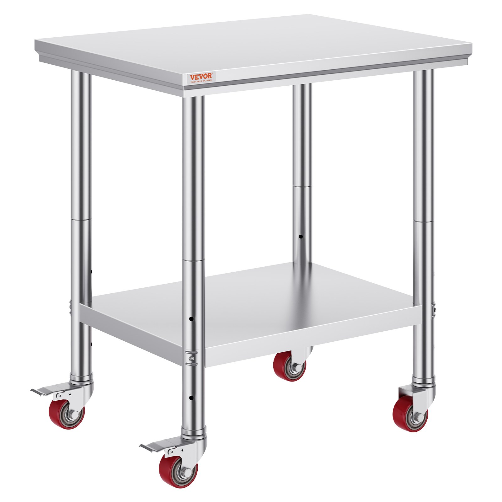 V952-SYGZT30X24INDJL01V0-202508011745-00 VEVOR Stainless Steel Work Table with Wheels 24 x 30 Prep Table with casters Heavy Duty Work Table for Commercial Kitchen Restaurant Business (24 x 30 x 33.8 Inch) - Image 1