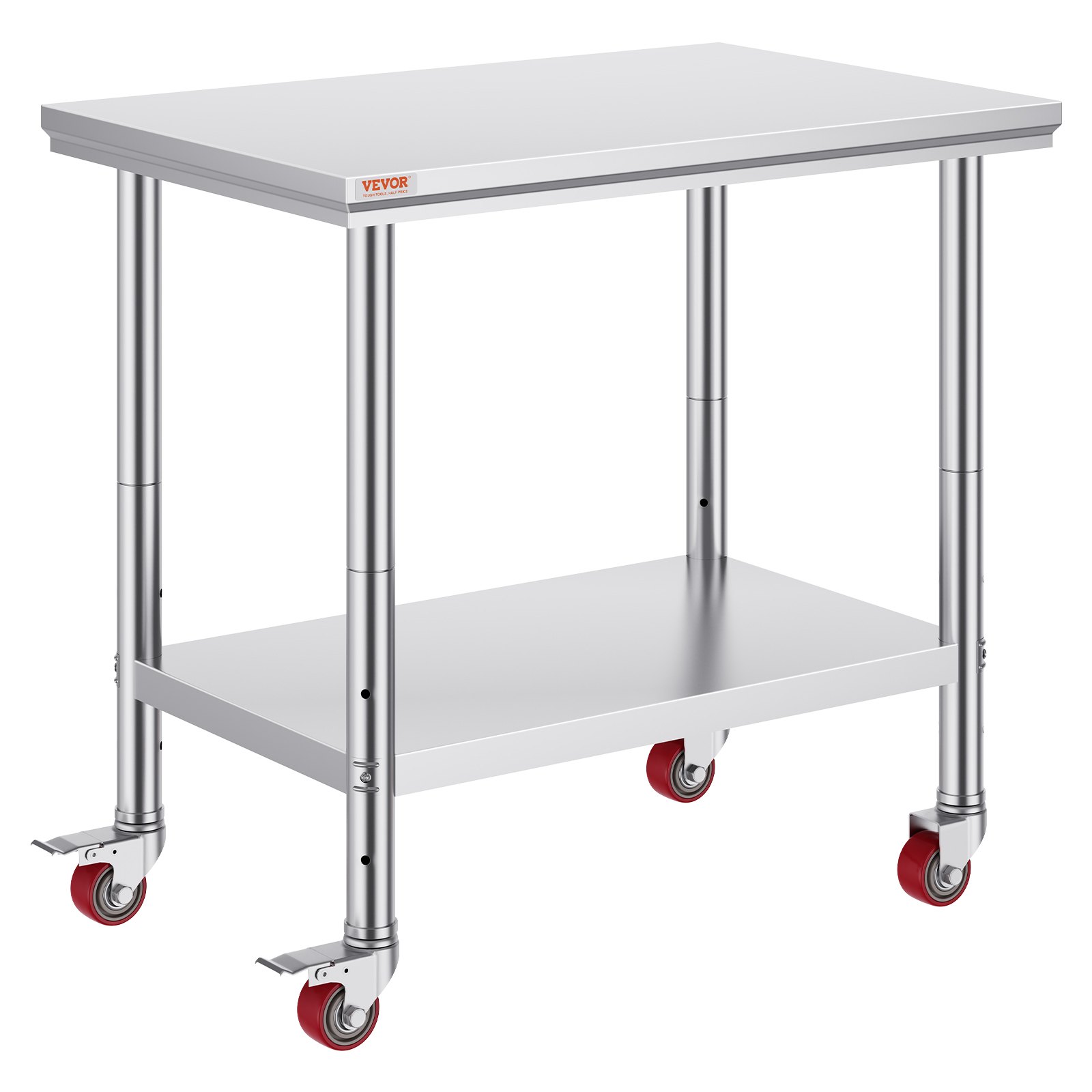 V952-SYGZT36X24INDJL01V0-202508011833-00 VEVOR Stainless Steel Work Table 36x24 Inch with 4 Wheels Commercial Food Prep Worktable with Casters Heavy Duty Work Table for Commercial Kitchen Restaurant - Image 1