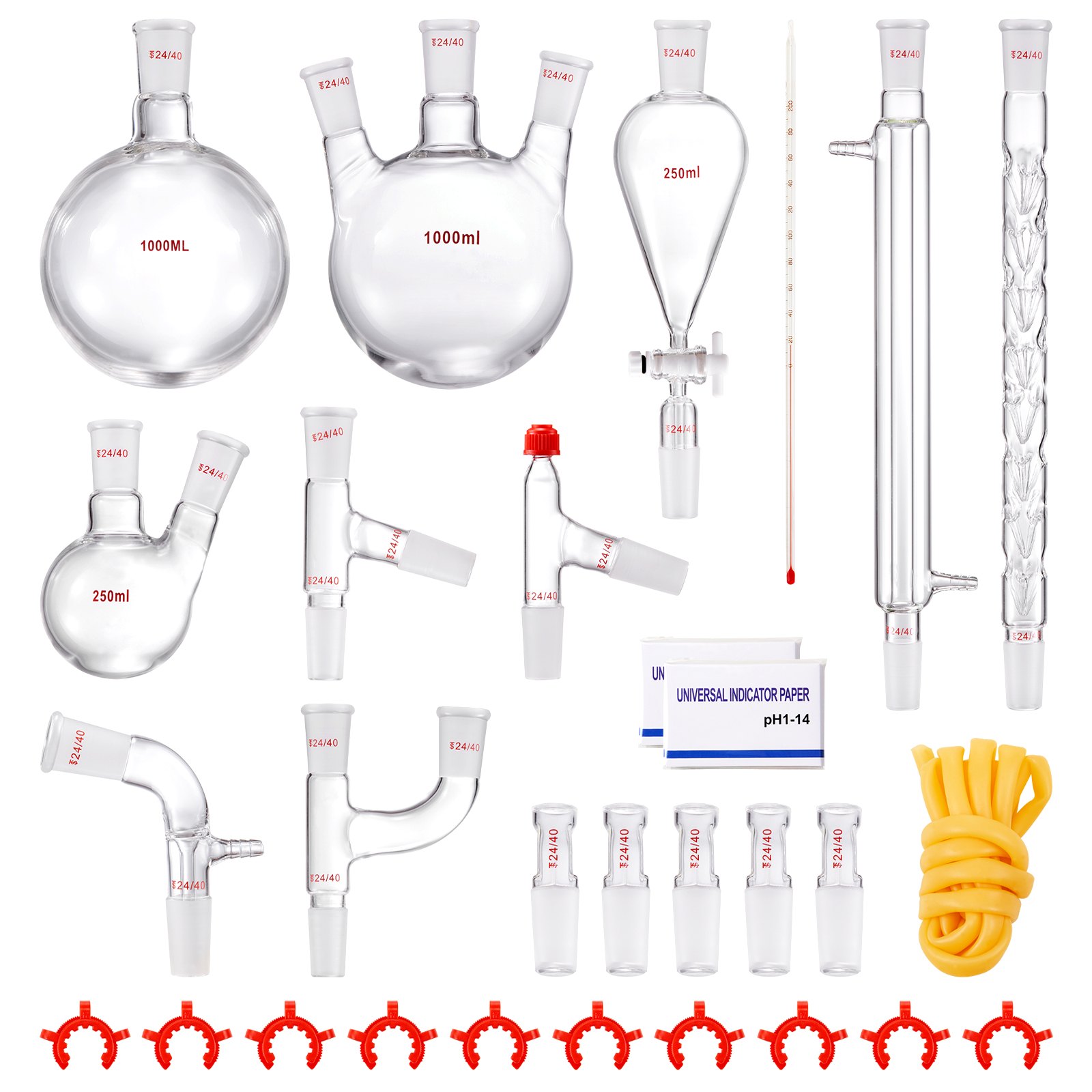 V952-SYSZLTJJPWW1IZZ32V0-202507141227-00 VEVOR Lab Glassware Distillation Kit 1000ml 3.3 Boro 29 pcs Glassware Equipment - Image 1