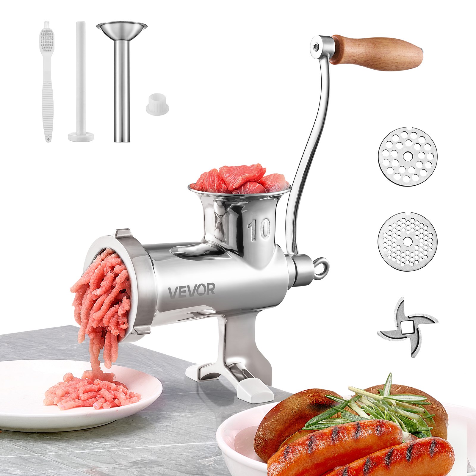 V952-SYZJSJRJB80CMAC3RV0-202508012041-00 VEVOR Heavy Duty Meat Grinder Manual Sausage Filler Stainless Steel with Clamp - Image 1