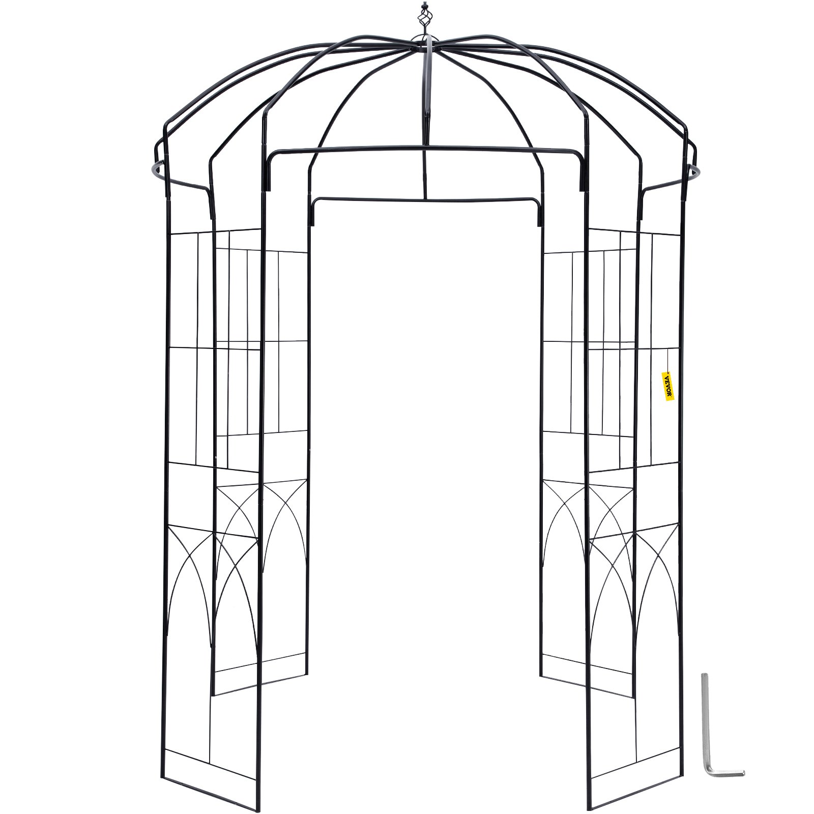 V952-TYHYGMYCHSNL81TY6V0-202507141642-00 VEVOR Birdcage Shape Garden Arbor, 2.44m High, 1.59m Wide, Heavy Duty Wrought Iron Arbor, Wedding Arch Trellis for Climbing Vines in Outdoor Garden, Backyard, Lawn, Patio, Black - Image 1