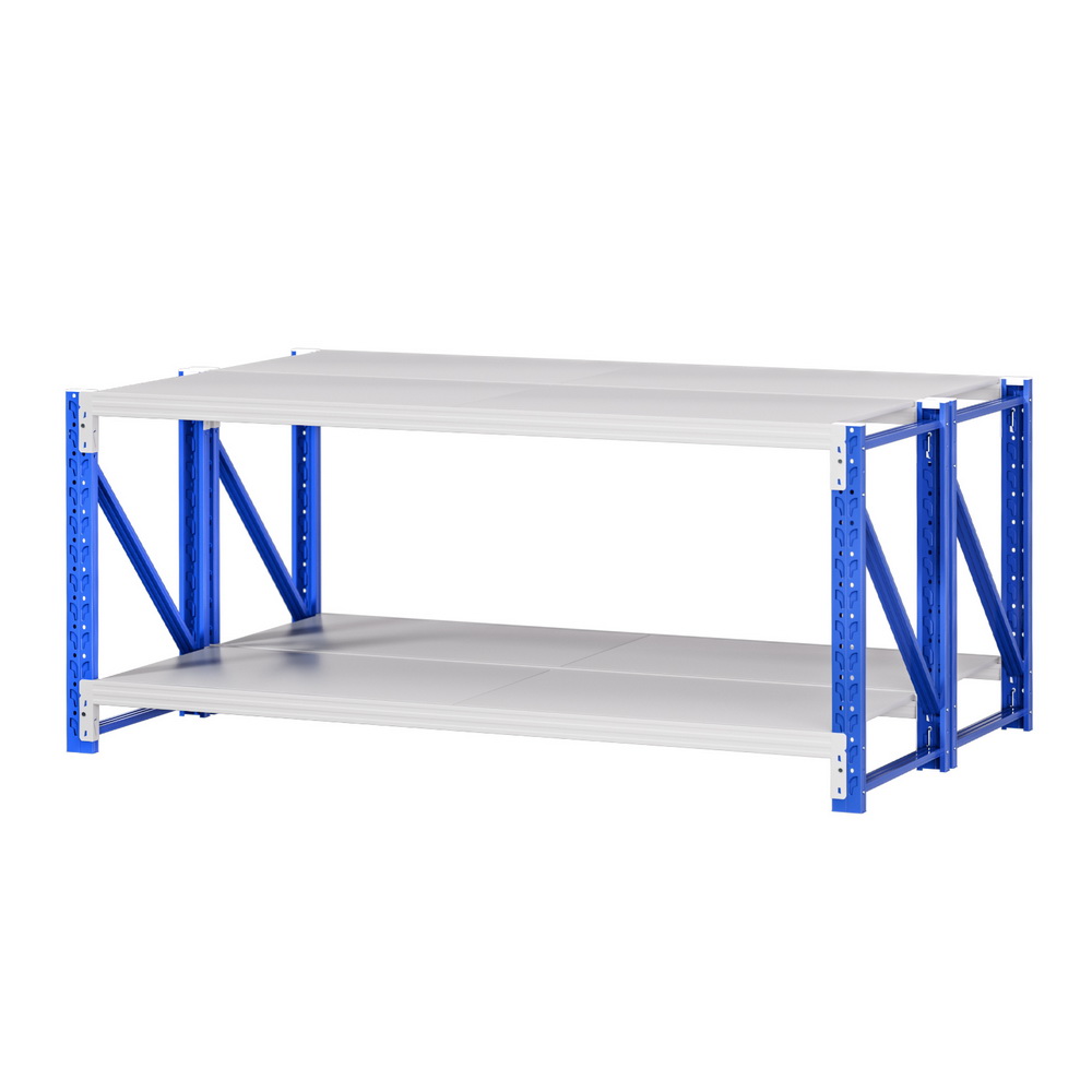 WR-F-20060-900BG-ABX2-202508041804-00 Giantz 2x 0.9M Garage Shelving Workbench Warehouse Rack - Image 1