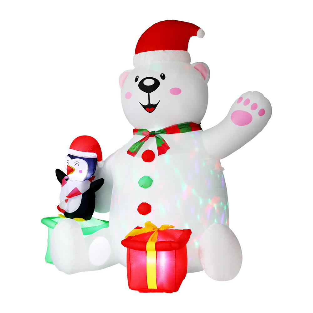 XMAS-INF-BEAR-6FT-202507181432-00 Jingle Jollys Christmas Inflatable Bear 1.8M Height LED Outdoor Decorations Illuminated - Image 1