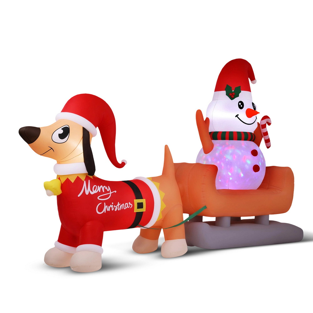 XMAS-INF-SAN-REIN-SNOWMAN-8FT-202509291439-00 Jingle Jollys Christmas Inflatable Snowman Dog 4.2M Tall Outdoor Decorations Illuminated - Image 1